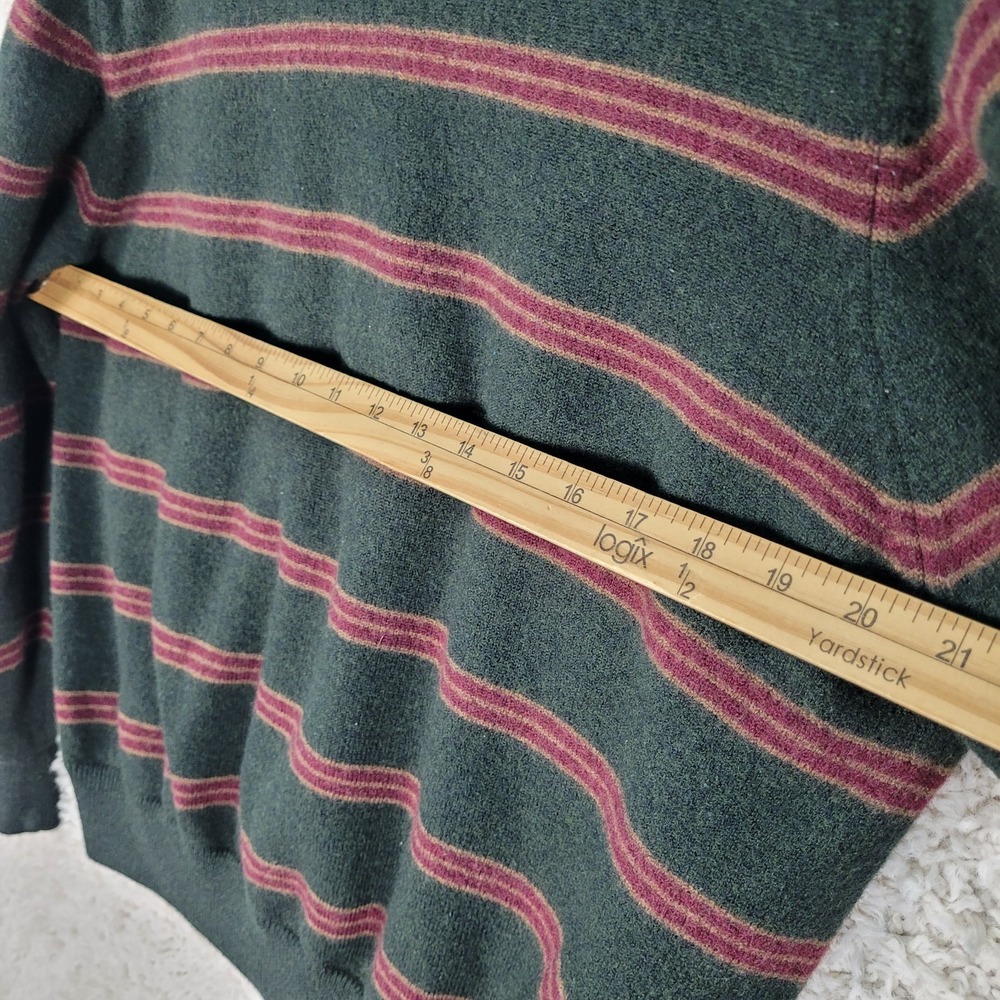 Vintage Brooks Brothers Sweater Men's M* 1/4 Zip 100% Merino Wool Green Striped - Picture 5 of 8
